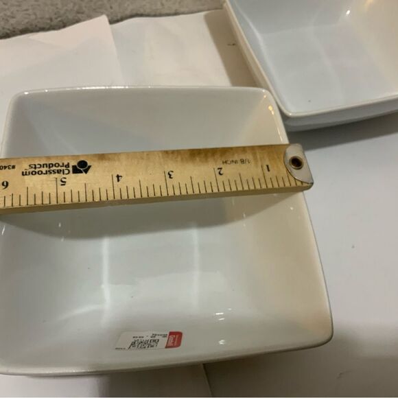 [3] Over and Back “Maison " WHITE PORCELAIN 8” SQUARE BOWLS  EUC A20 - Picture 7 of 7